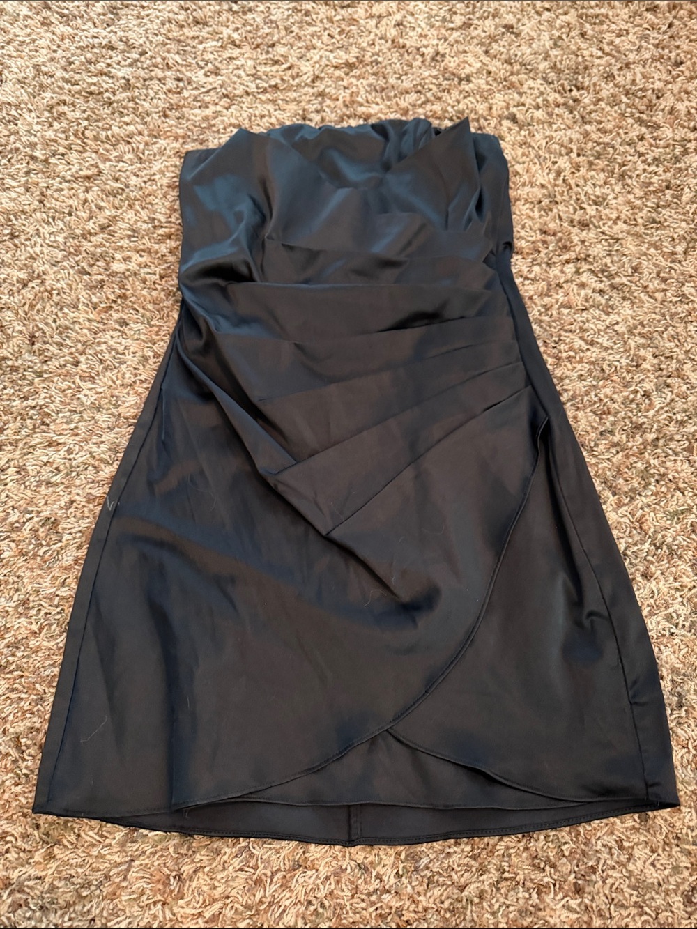 Source Unknown Black Strapless Draped Cocktail Dress